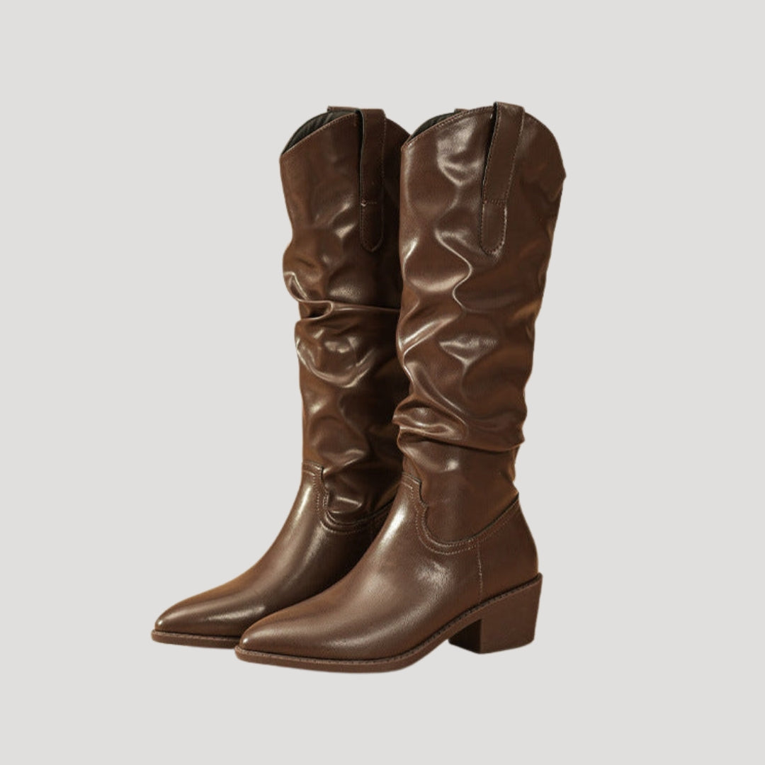 Women’s Cowboy Knee High Slouch Western Boots Pointed Toe