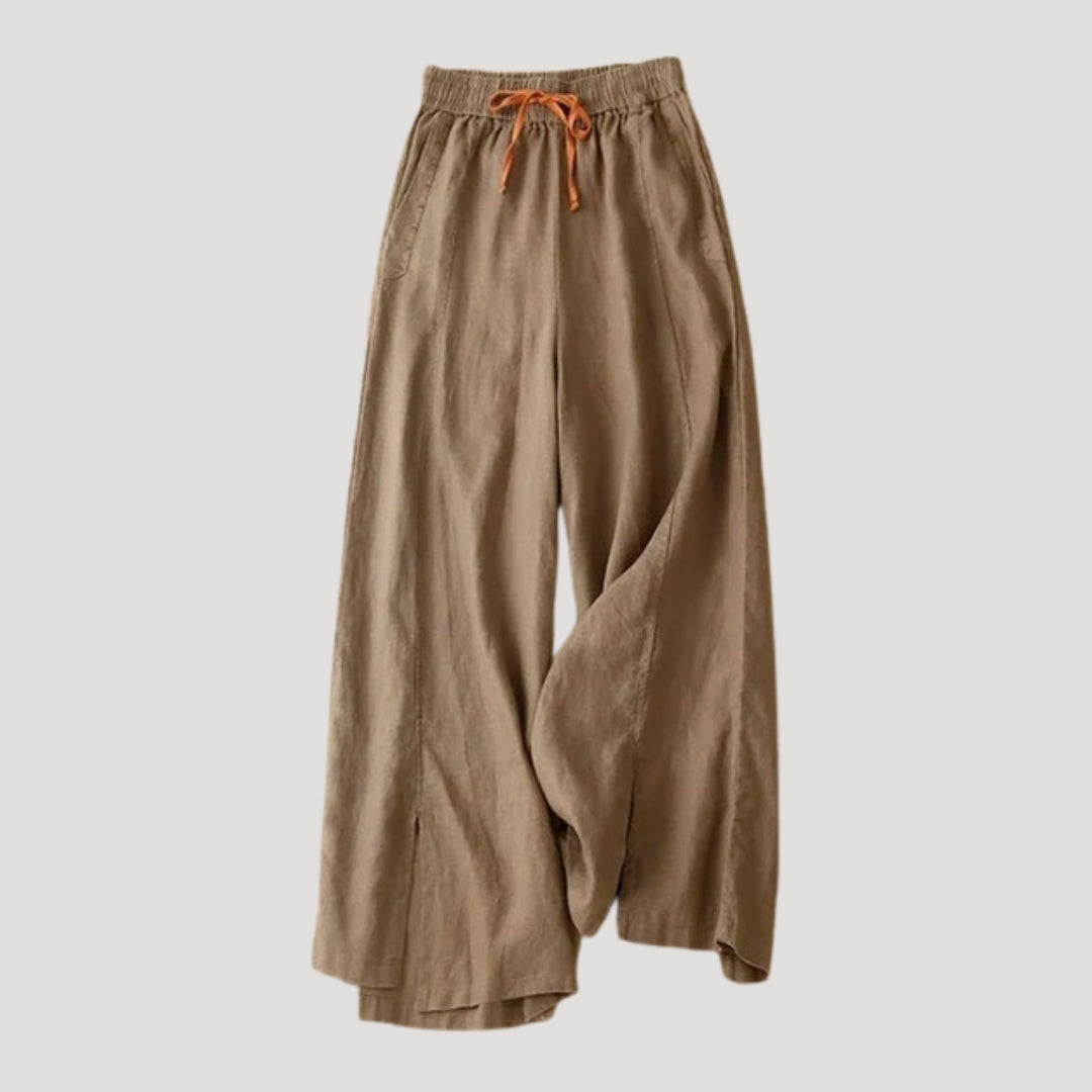 Women’s Linen Pants Wide Leg Drawstring Elastic Waist