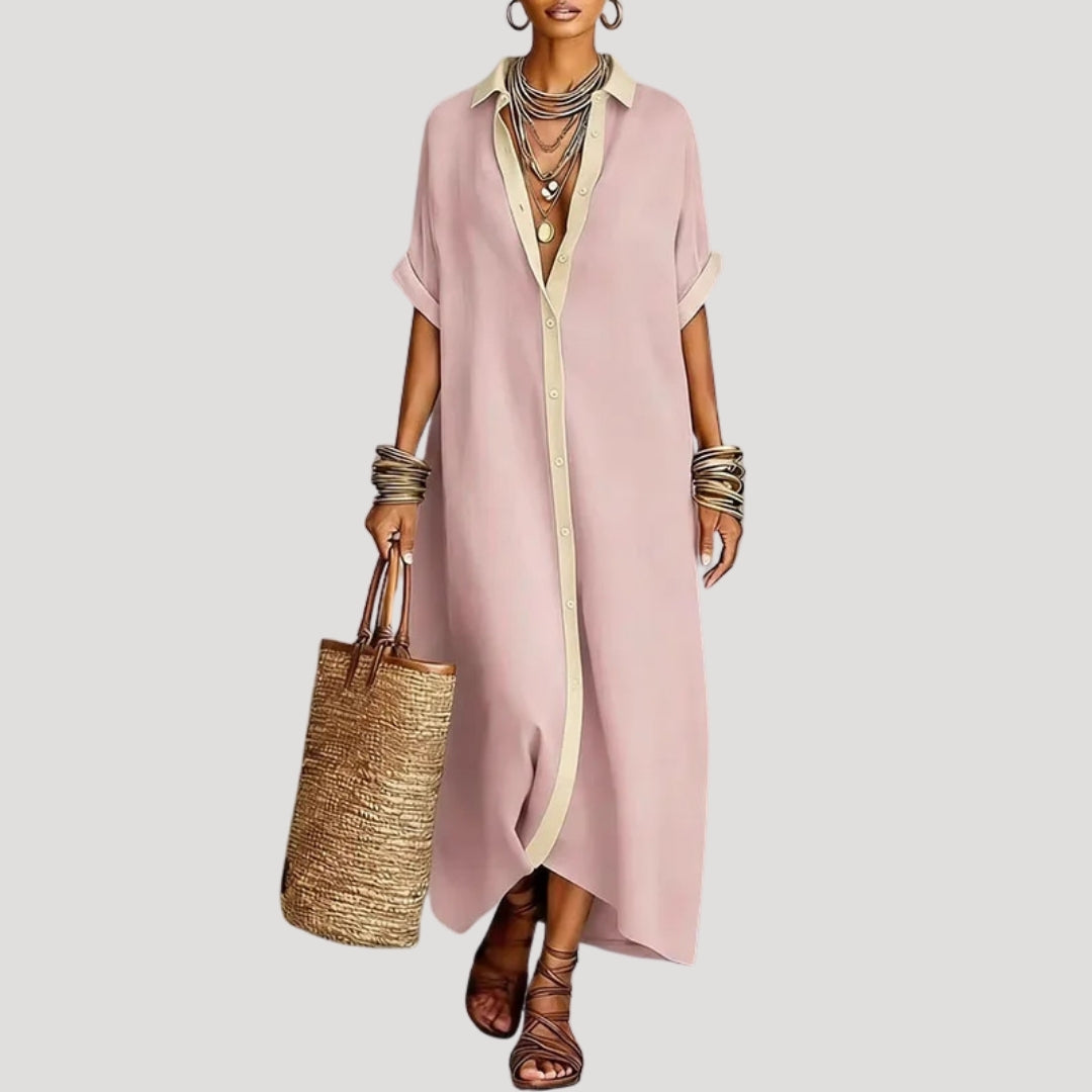Women’s Summer Dress Maxi Shirt Casual Loose Collared