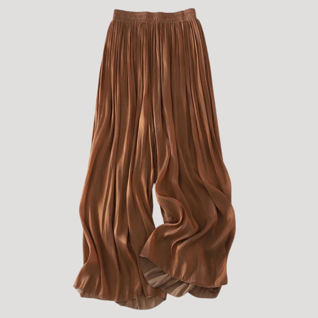 Women’s Pleated Wide Leg Pants Elastic Waist Flowy Lightweight