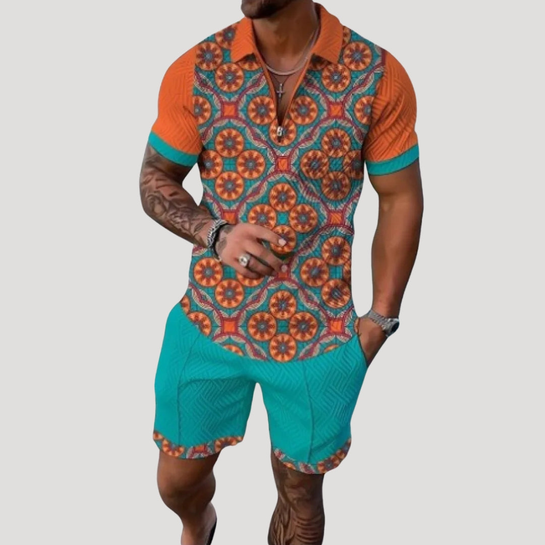 Men’s Short Sleeve Shirt And Shorts Set Relaxed Fit