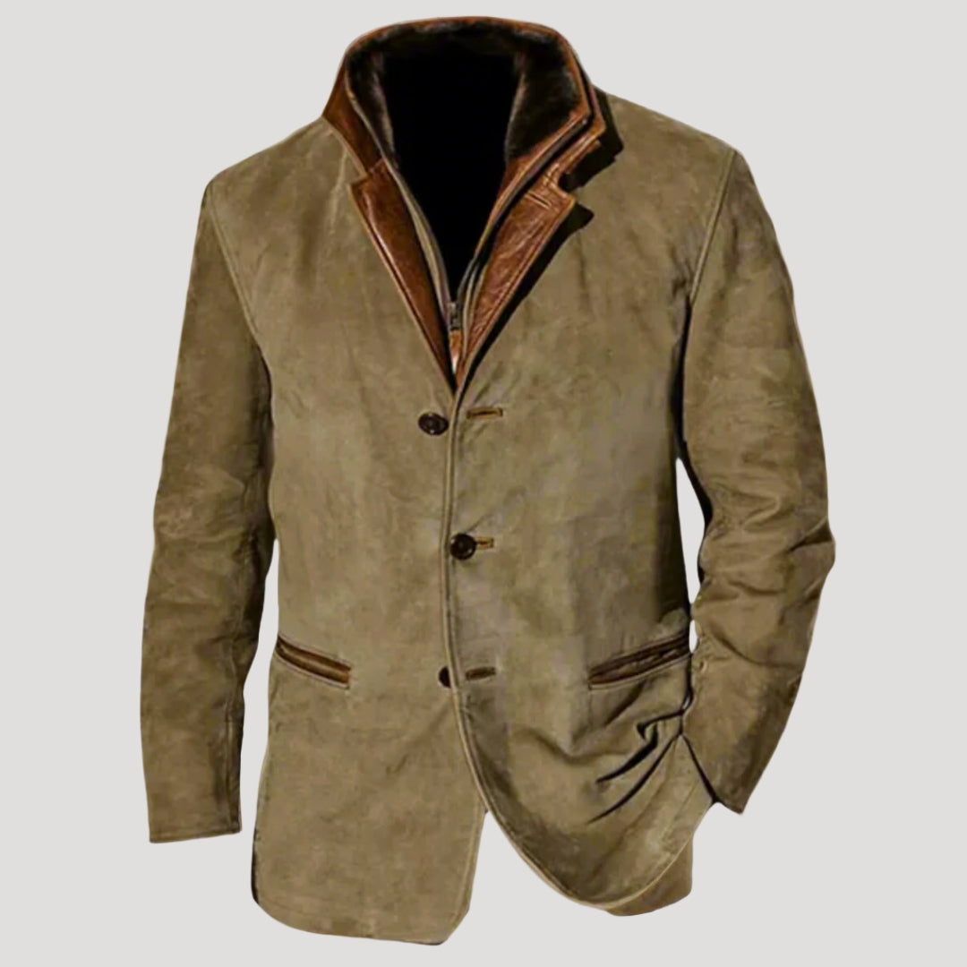 Men’s Leather Suede Blazer Structured Fit Jacket