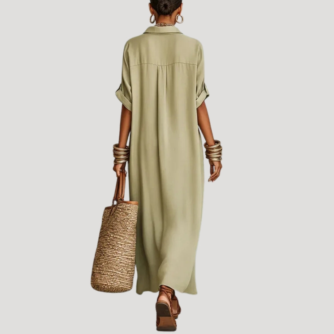 Women’s Summer Dress Maxi Shirt Casual Loose Collared
