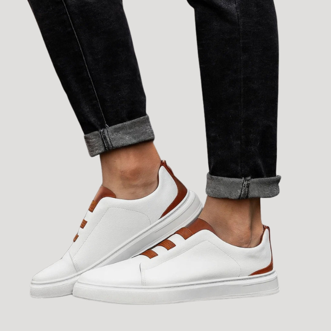 Men’s Slip On Sneakers Casual Leather Platform Shoes