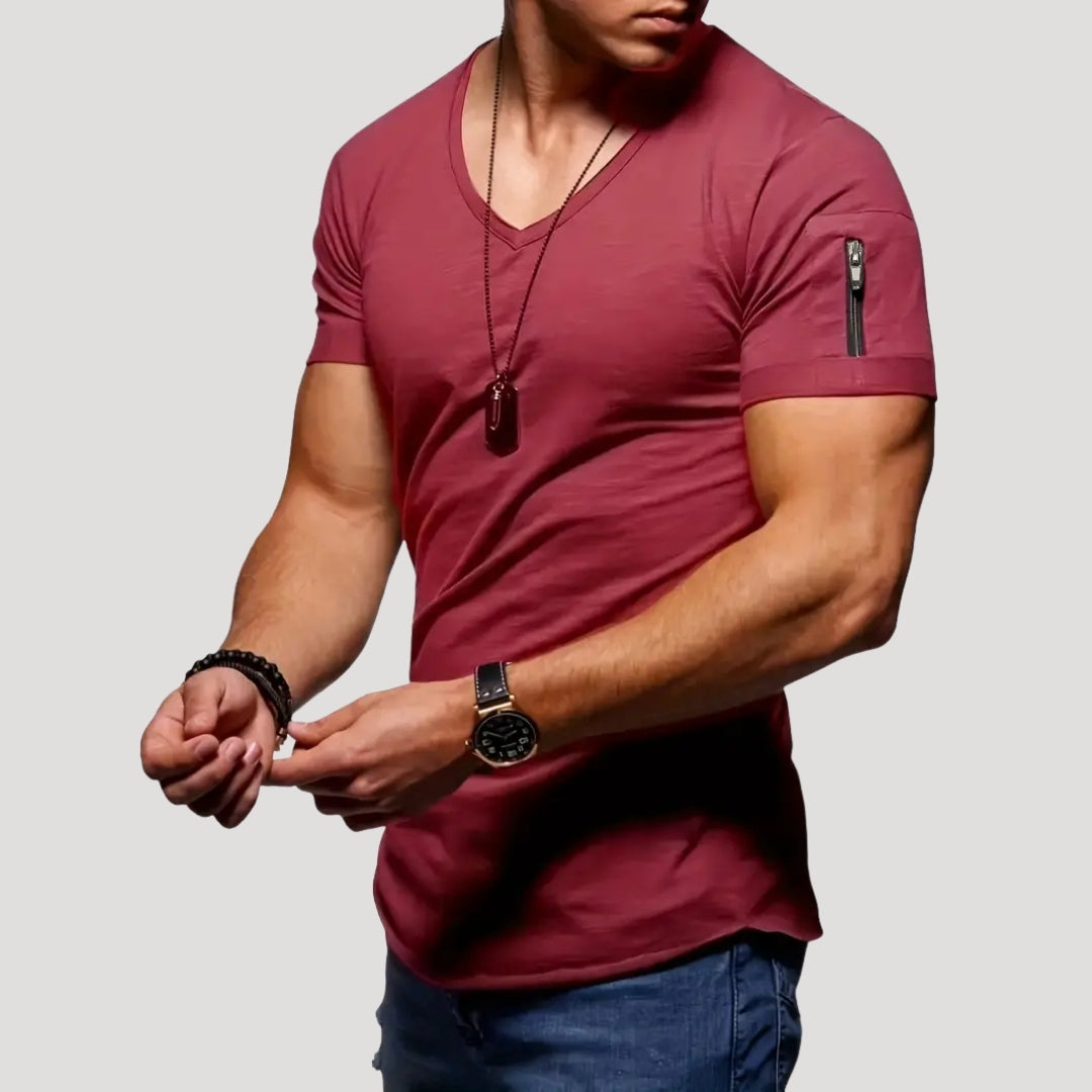 Men’s V Neck T Shirt Short Sleeve Casual