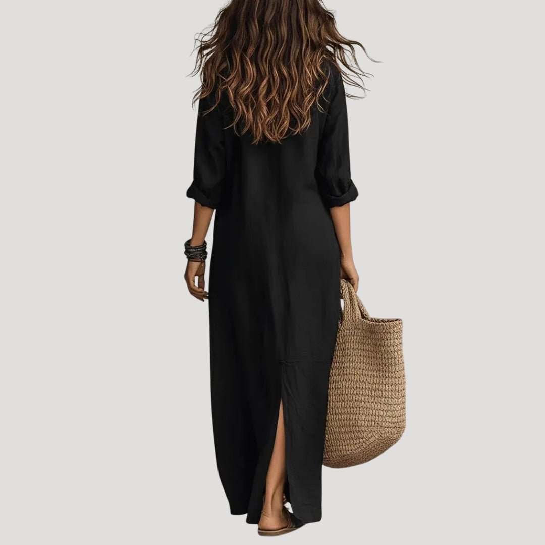 Women’s Summer Dress Maxi Shirt Long Sleeve Casual Loose