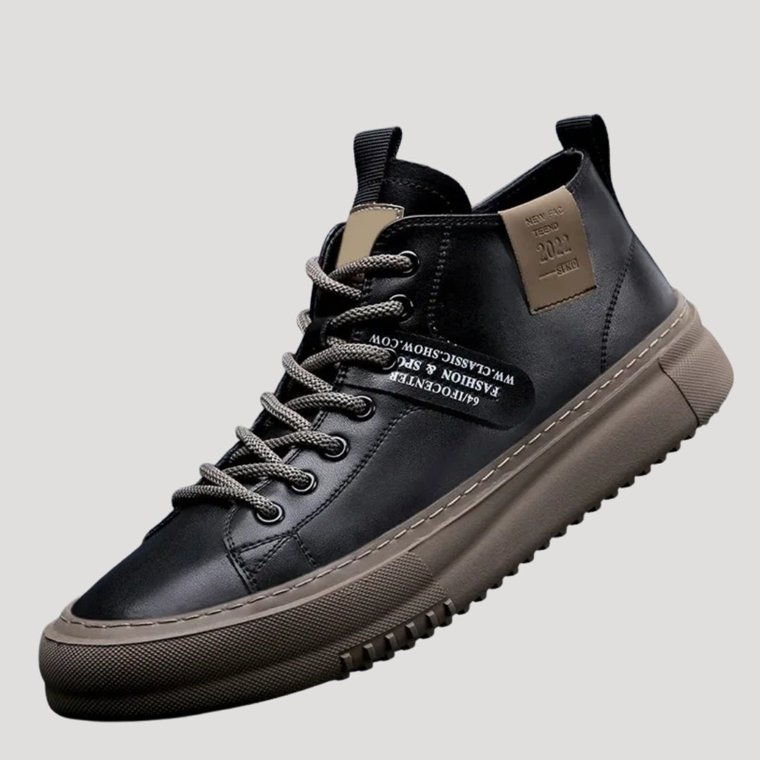 Men’s Sneakers Casual High Top Leather Platform Shoes