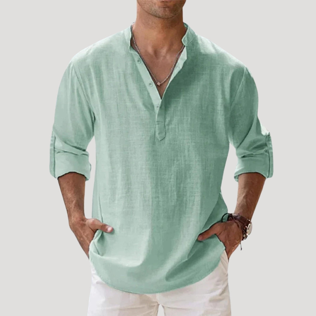 Men’s Henley Shirt Long Sleeve Casual Summer