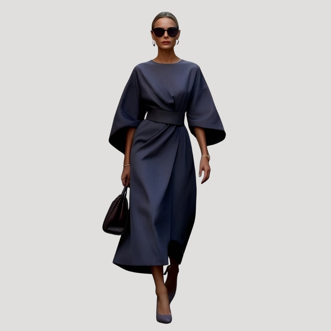 Women’s Midi Dress Casual Elegant Modest Belted Batwing