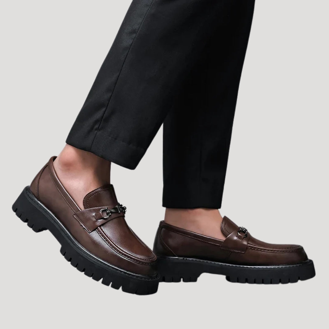 Women’s Loafers Chunky Platform Leather Slip On Shoes