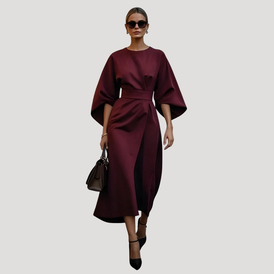 Women’s Midi Dress Casual Elegant Modest Belted Batwing