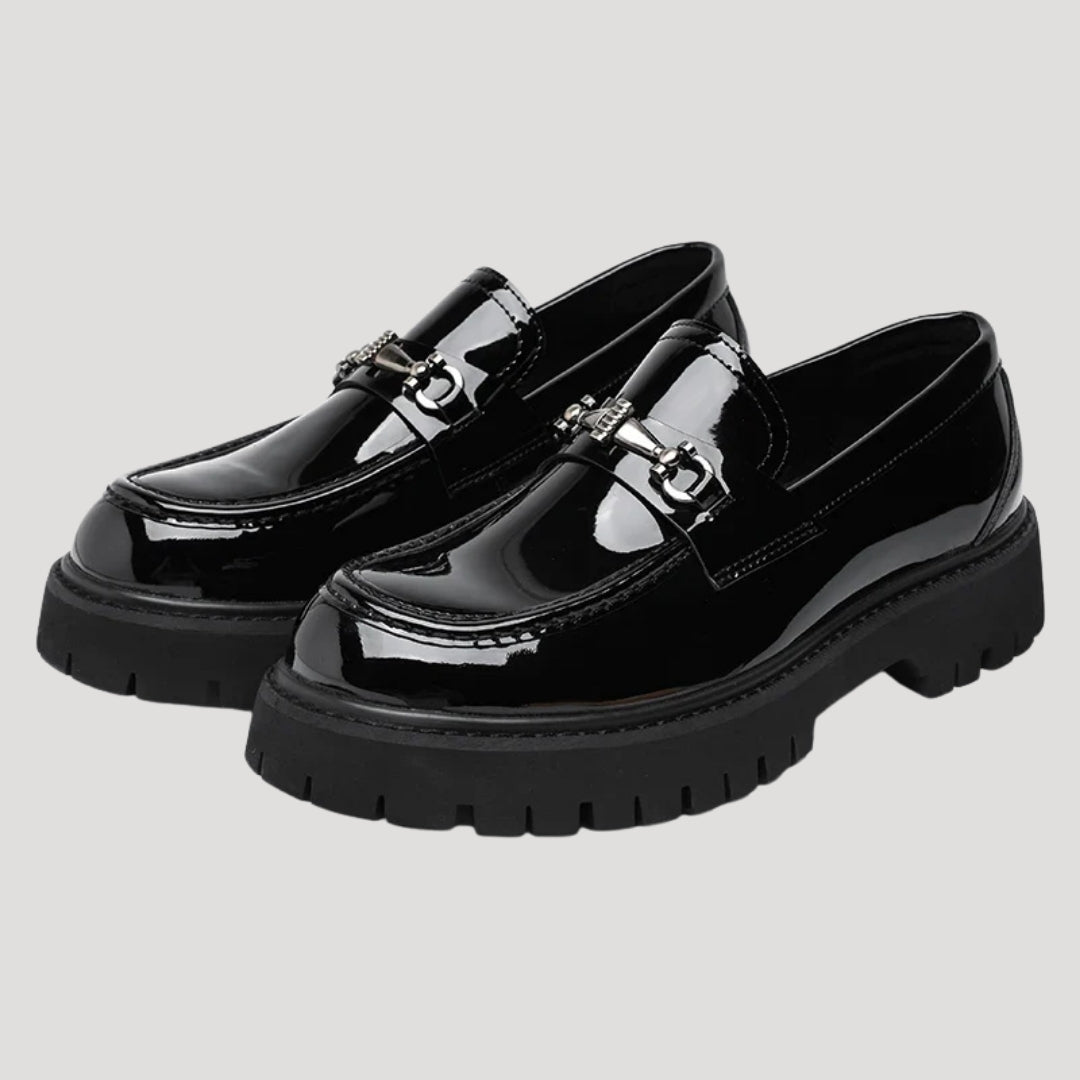 Women’s Loafers Chunky Platform Leather Slip On Shoes