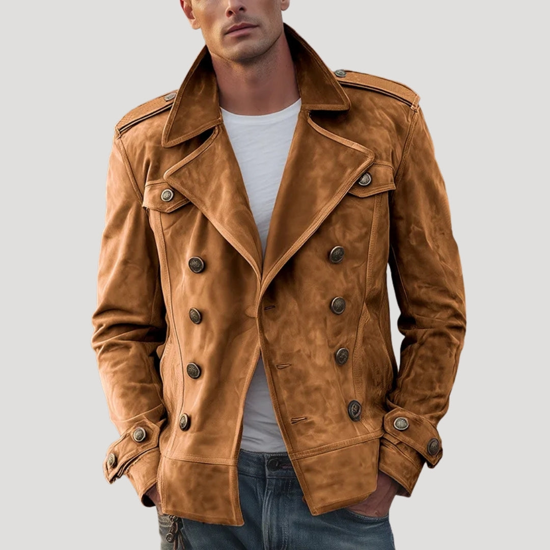 Men’s Leather Jacket Biker Moto Double Breasted Slim Fit