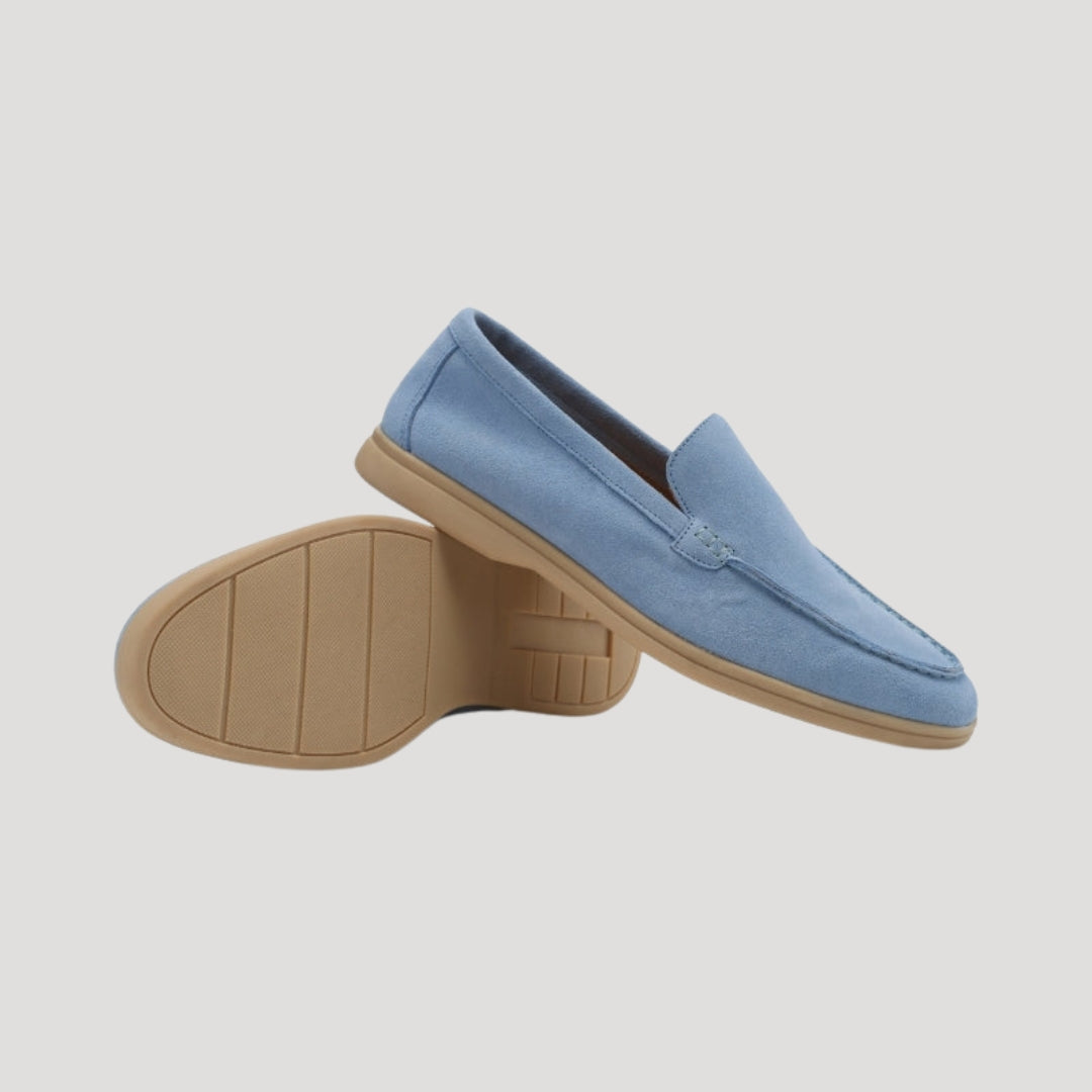 Men’s Blue Suede Loafers Slip On Casual Lightweight Shoes