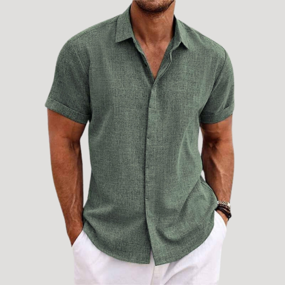 Men’s Short Sleeve Shirt Button Up Casual