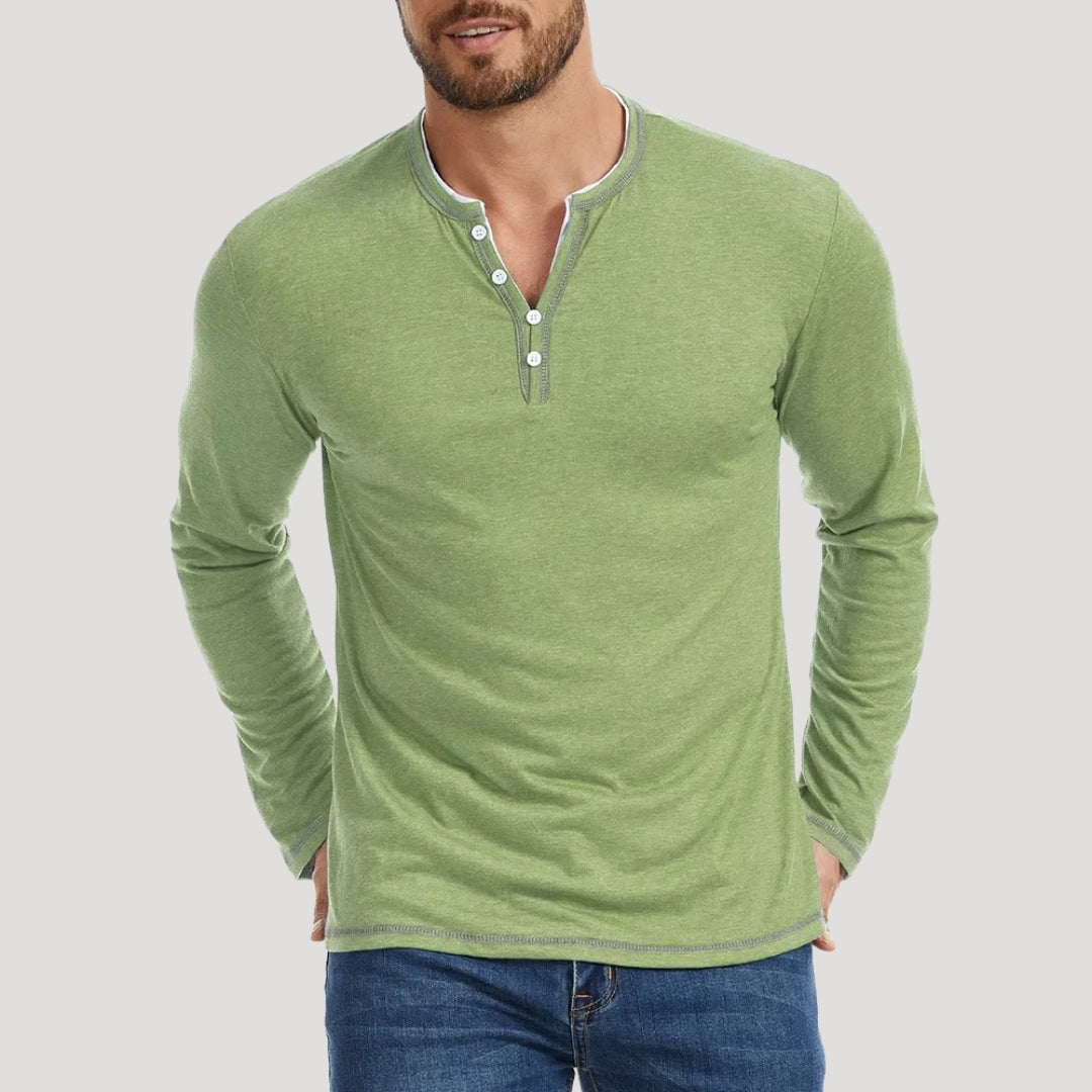 Men’s Henley Shirt Casual Long Sleeve Lightweight Top