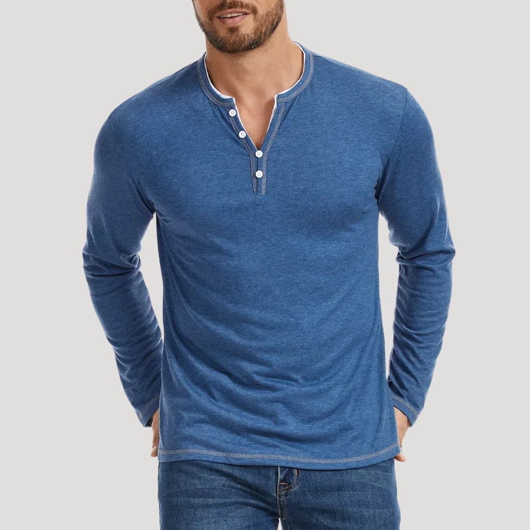 Men’s Henley Shirt Casual Long Sleeve Lightweight Top