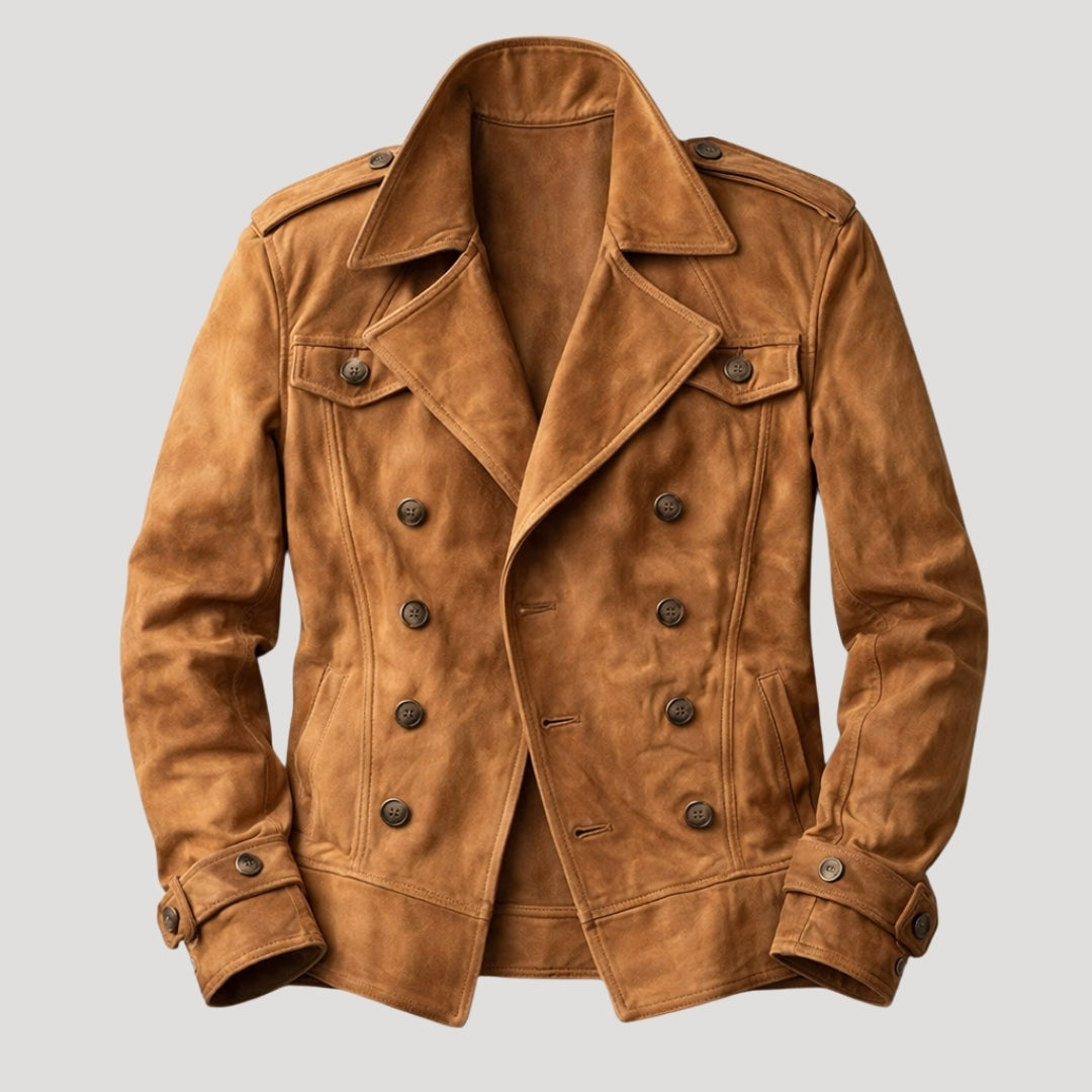 Men’s Leather Jacket Biker Moto Double Breasted Slim Fit