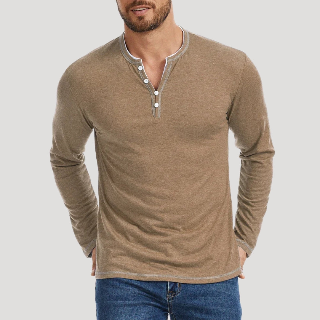 Men’s Henley Shirt Casual Long Sleeve Lightweight Top