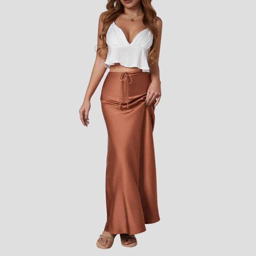 Women’s Long Skirt Maxi Satin High Waist A Line Slip