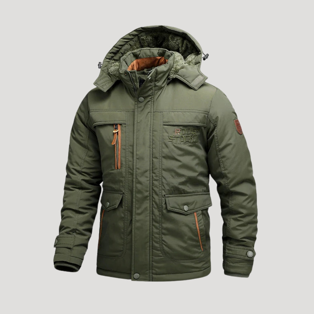 Men’s Hooded Jacket Zip Pockets Utility Outerwear