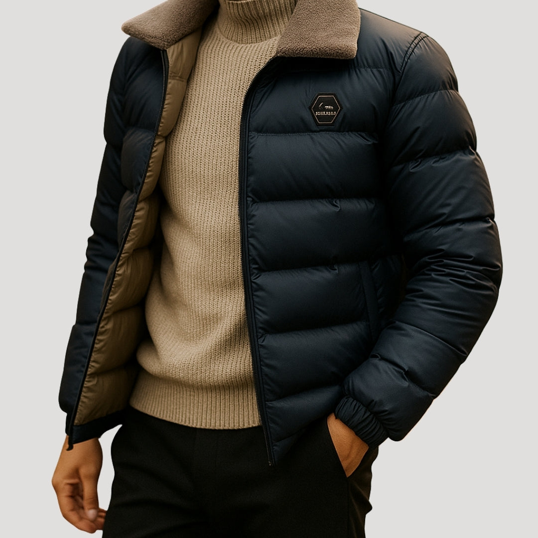 Men’s Puffer Jacket Quilted Zip Casual Outerwear
