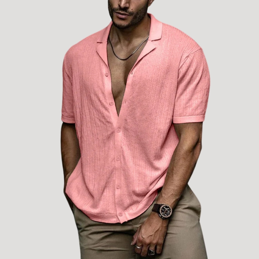 Mens Linen Shirt Short Sleeve Casual Shirt Button Shirt