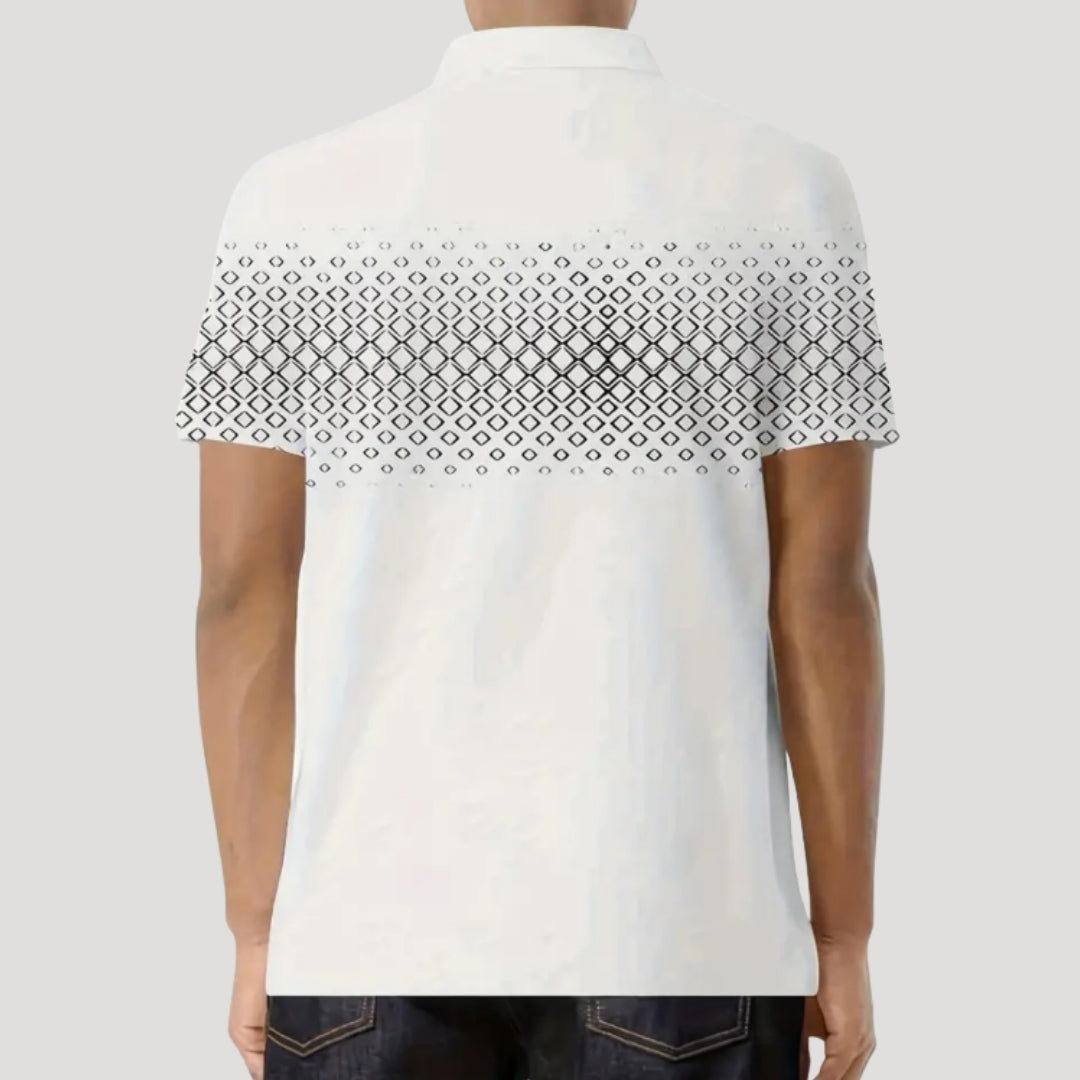 Men’s Polo Shirt Zip Collar Short Sleeve Graphic