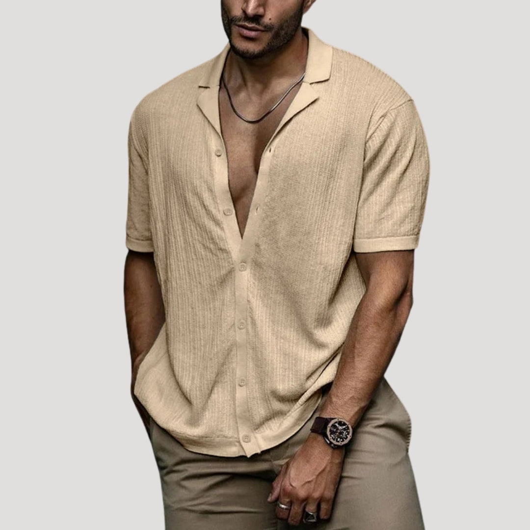 Mens Linen Shirt Short Sleeve Casual Shirt Button Shirt