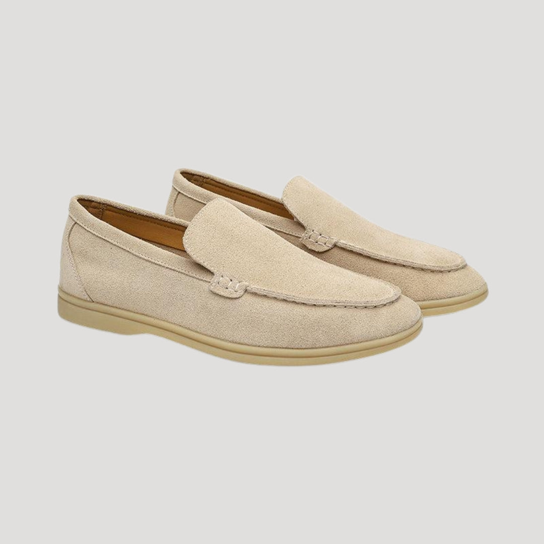 Men’s Beige Suede Loafers Slip On Casual Lightweight Shoes