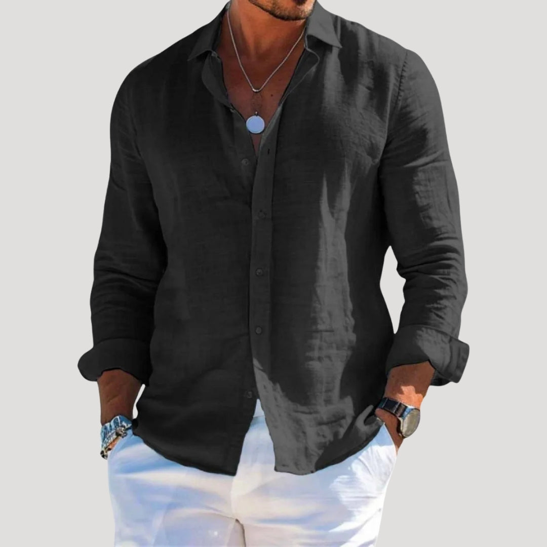 Men’s Long Sleeve Linen Shirt Relaxed Fit