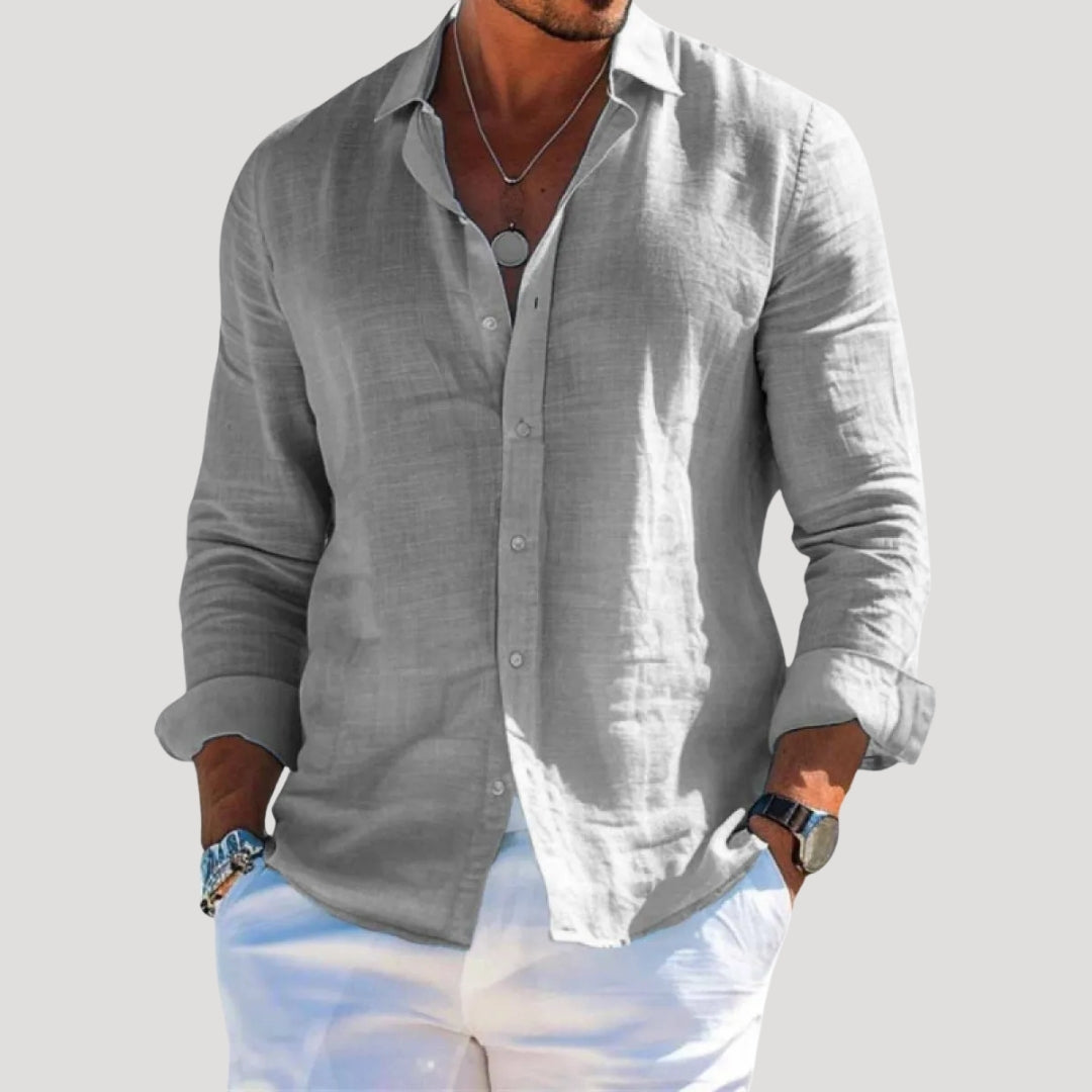 Men’s Long Sleeve Linen Shirt Relaxed Fit