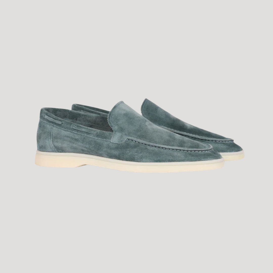 Men’s Green Suede Loafers Slip On Casual Lightweight Shoes