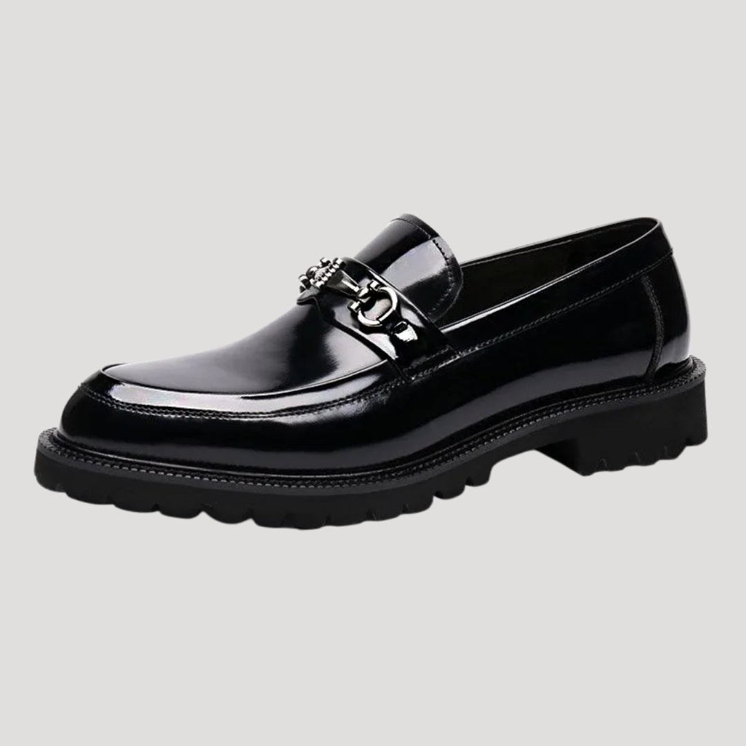 Women’s Loafers Black Chunky Platform Slip On Work Shoes