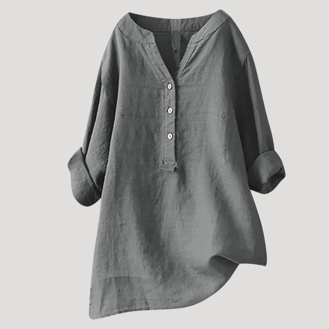 Women’s Blouse Tunic Top V Neck Loose Casual Long Sleeve