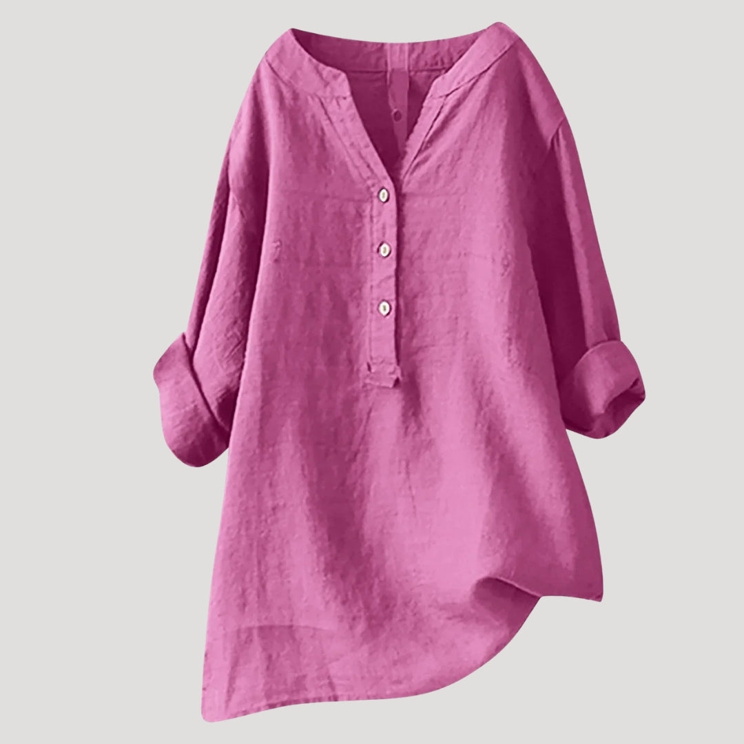 Women’s Blouse Tunic Top V Neck Loose Casual Long Sleeve