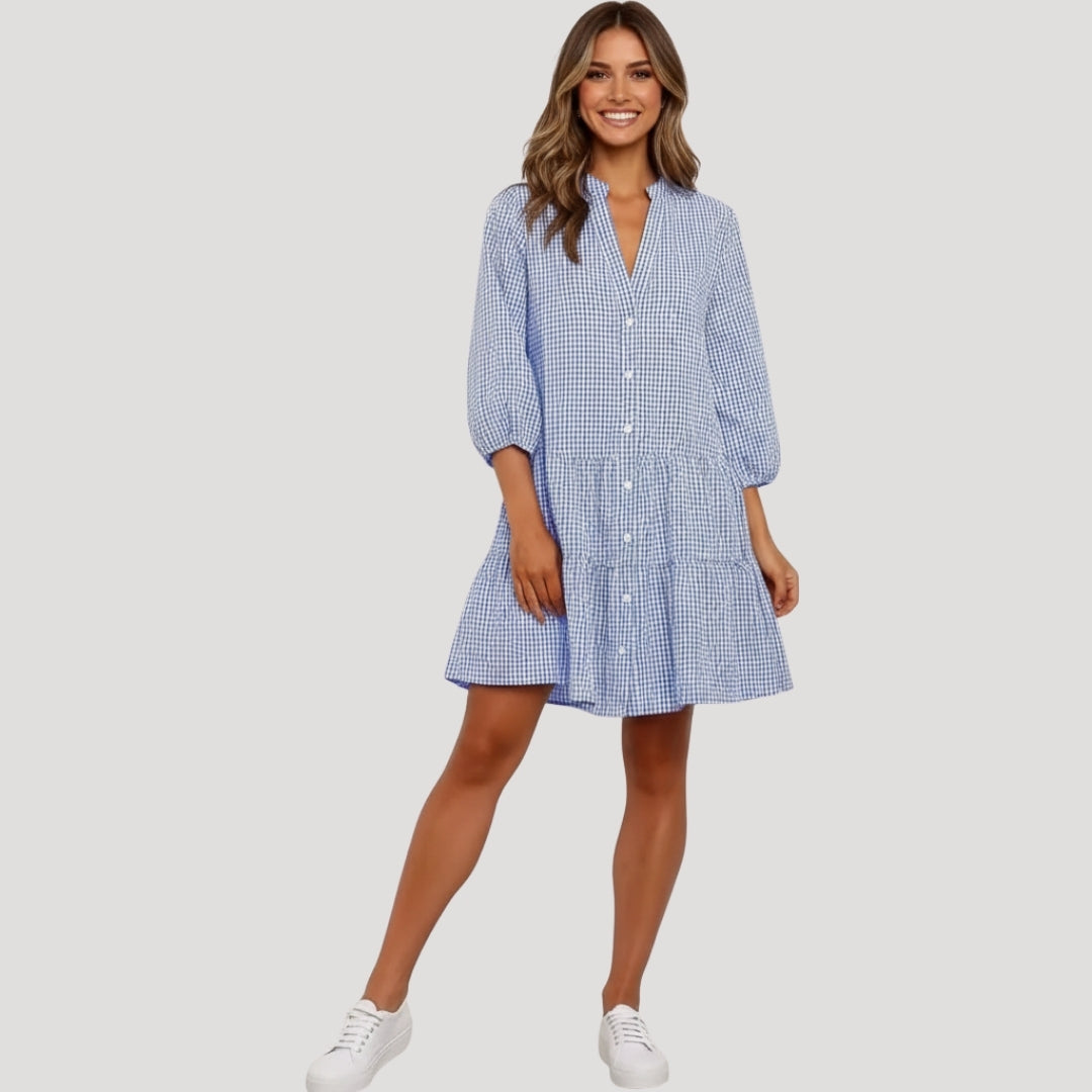 Women’s Summer Dress Mini Casual Shirt A Line Gingham