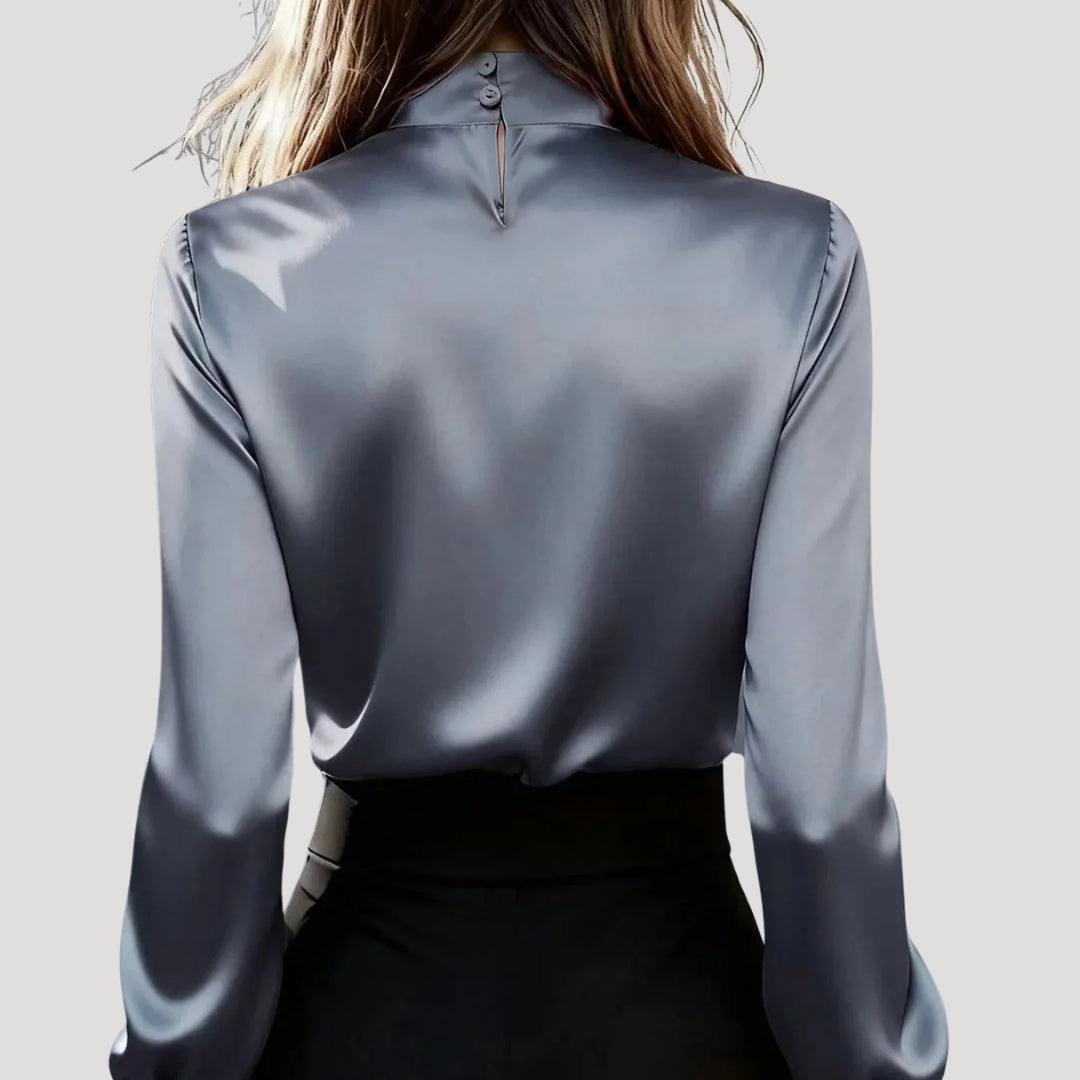 Women’s Blouse Satin Long Sleeve Bow Office Top