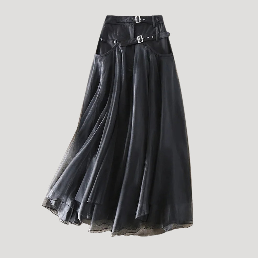 Women’s Long Skirt Pleated Tulle High Waist A Line