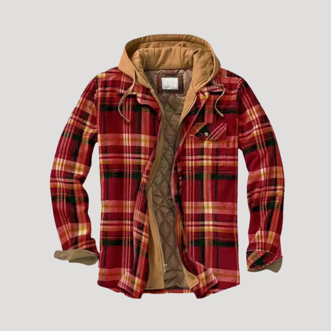 Men Fleece Lined Jacket Warm Plaid Overshirt