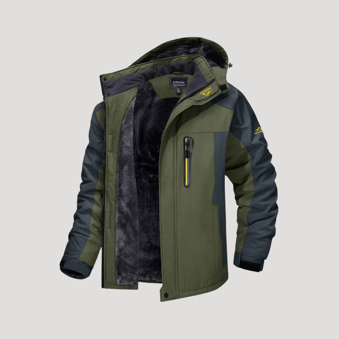 Men Waterproof Hooded Jacket Fleece Lined Outdoor