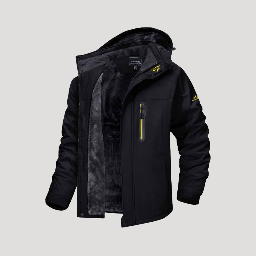 Men Waterproof Hooded Jacket Fleece Lined Outdoor