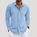Men’s Long Sleeve Shirt Casual Button Linen Summer
