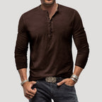 Men’s Long Sleeve Henley Shirt Casual Style