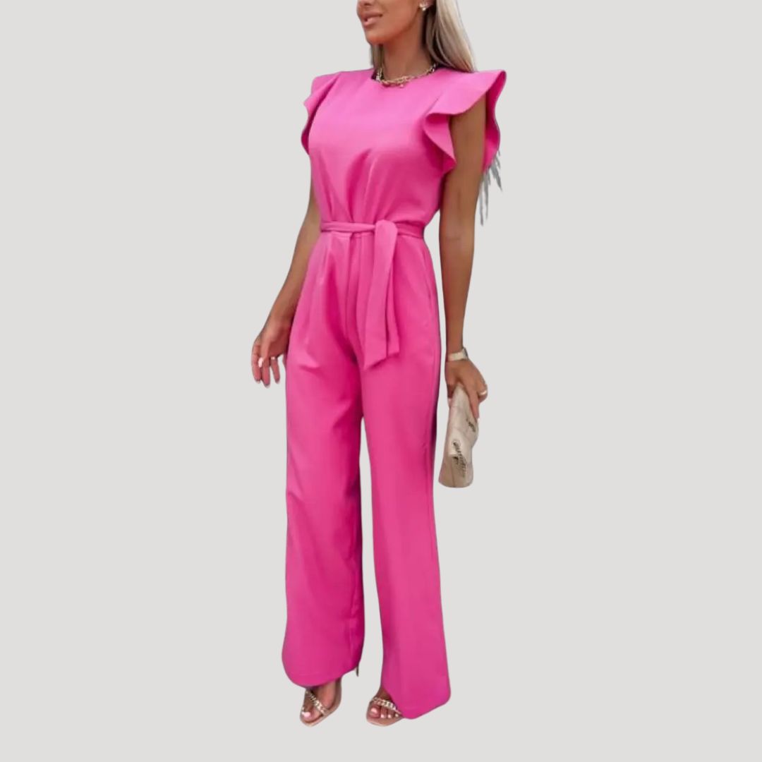 Women’s Wide Leg Off Shoulder Belted Jumpsuit Elegant Outfit