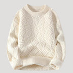 Men’s Cable Knit Sweater Relaxed Fit Crewneck Pullover Top