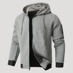 Men’s Waffle Knit Zip Hoodie Casual Lightweight Jacket