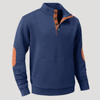 Men’s Textured Button Collar Sweatshirt Casual Pullover Top