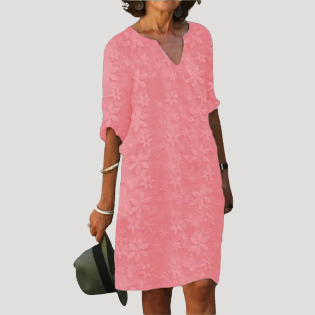 Women’s Summer Dress Floral Shift Casual Midi V Neck