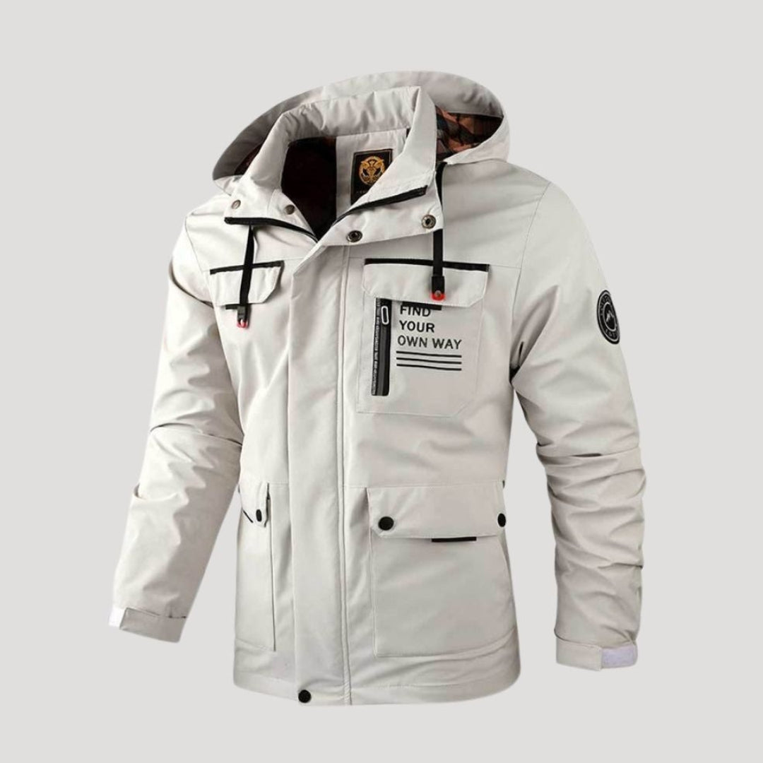 Men’s Hooded Puffer Jacket Zip Front Outdoor Coat